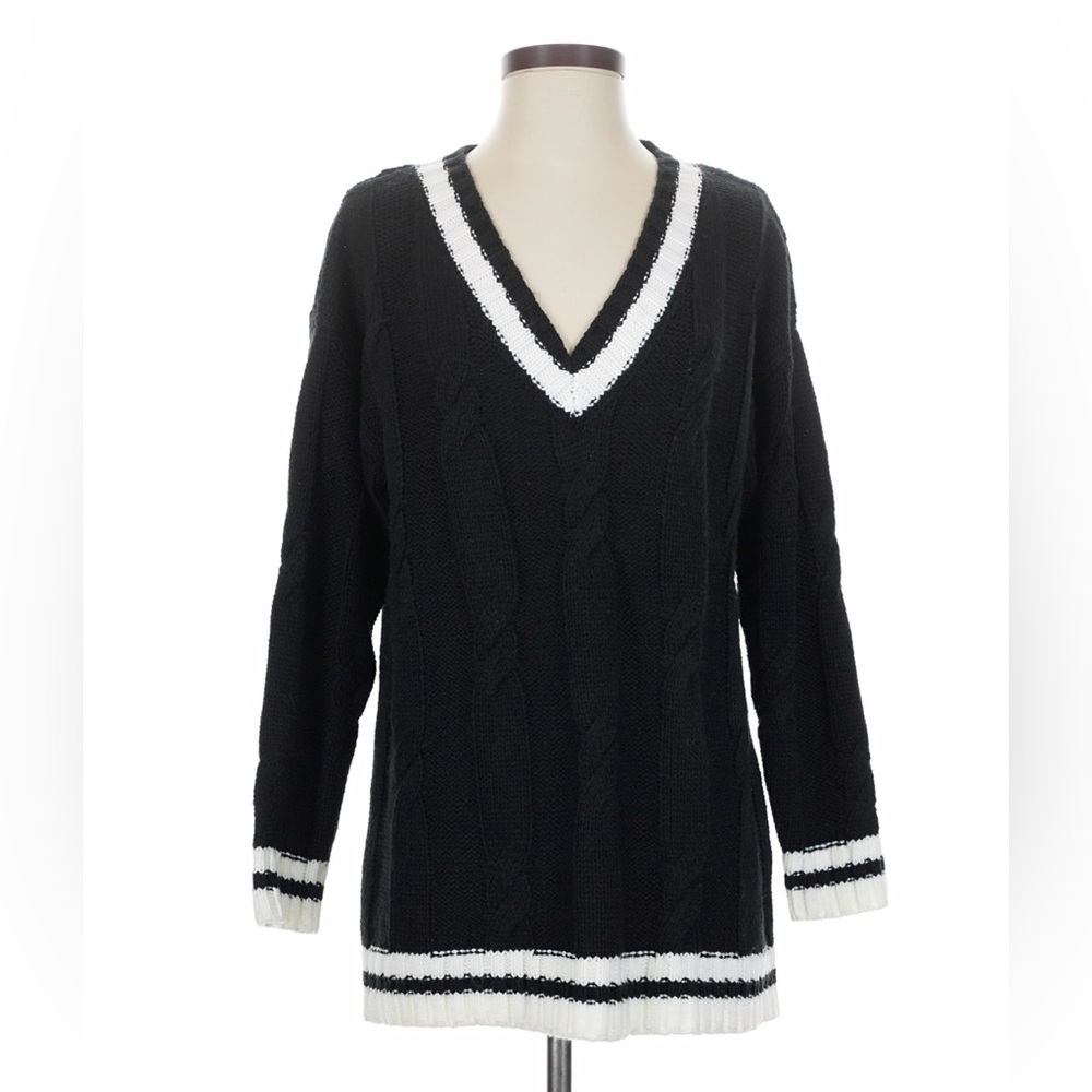 superdown Bobbie V Neck Sweater in Black Multi M NWOT